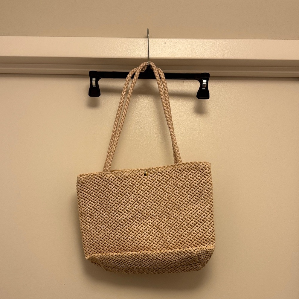 Elegant Tan Woven Tote Bag